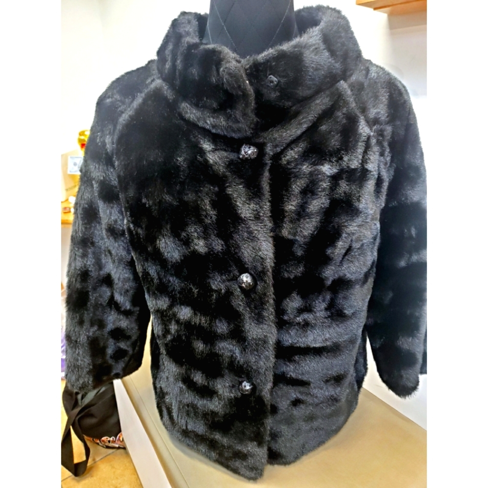 Vintage Faux Fur Cropped Jacket BLK Size M